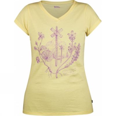 Playeras Fjallraven Emblem Mujer - Amarillo - Chile JMB329764